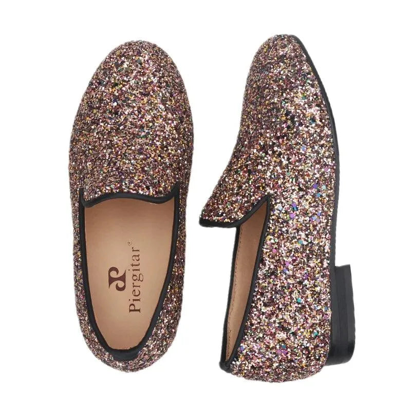 Kids Loafers Sparkle Step: Handcrafted Multicolor Children's Loafers-Loafer Shoes-GUOCALI