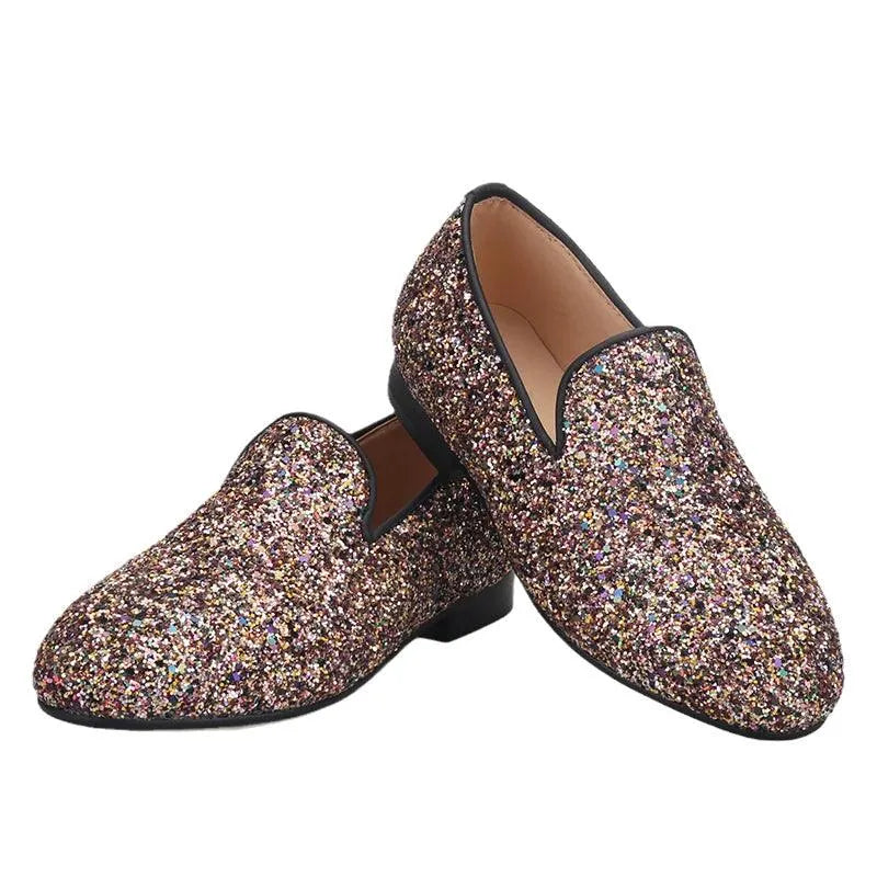 Kids Loafers Sparkle Step: Handcrafted Multicolor Children's Loafers-Loafer Shoes-GUOCALI