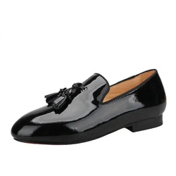 Kids Tassel Dress Loafers - Slip-On Flat Formal Dress Shoes - Guocali