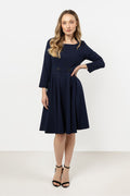 Knee Length Dress – Boat Neck, A-Line – Daydress | GUOCALI