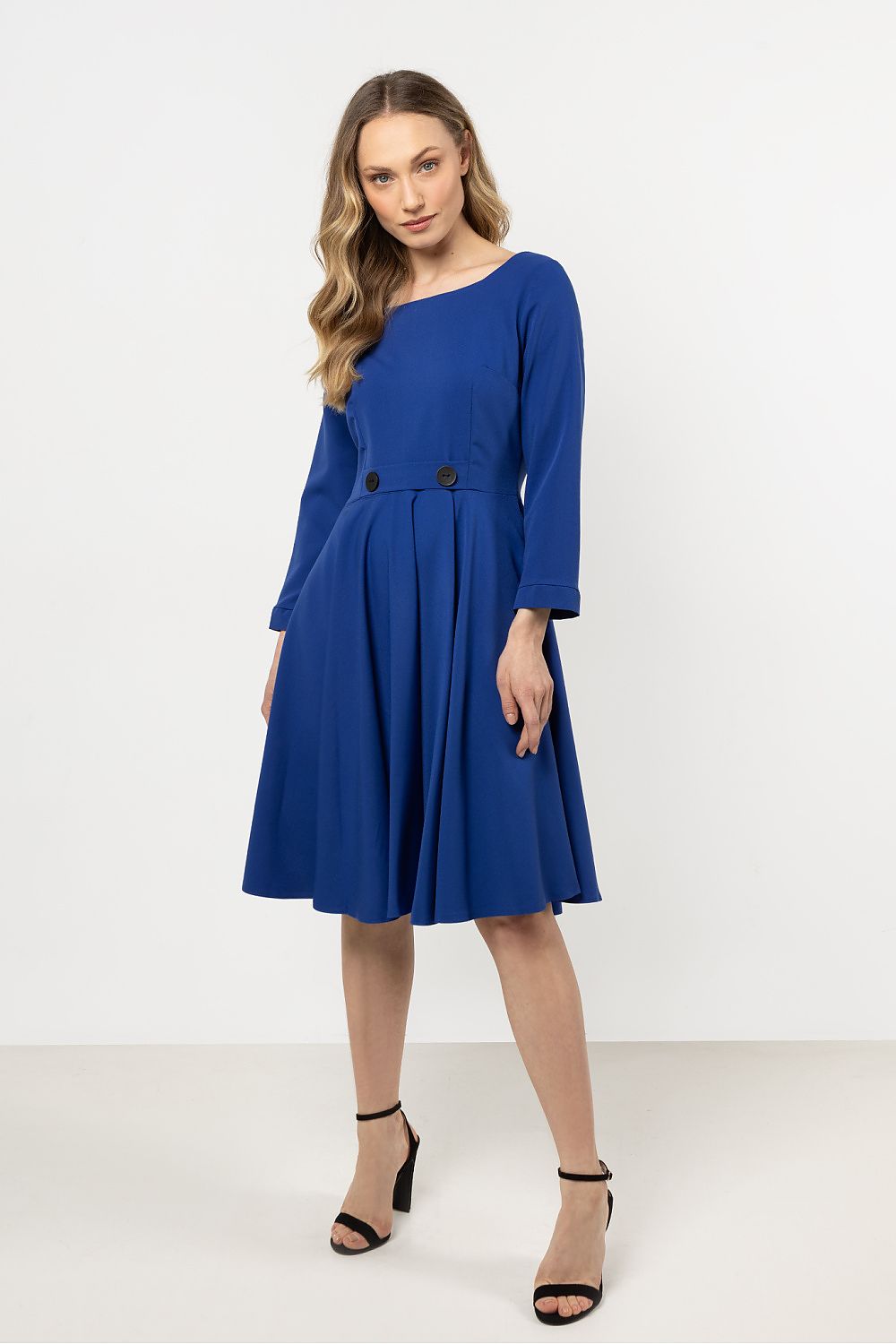 Knee Length Dress – Boat Neck, A-Line – Daydress | GUOCALI – view 13