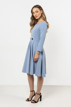 Knee Length Dress – Boat Neck, A-Line – Daydress | GUOCALI – view 9