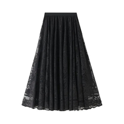 Lace Skirt Solid Color A-Line Women’s Casual Skirt - A-Line Skirt - Guocali