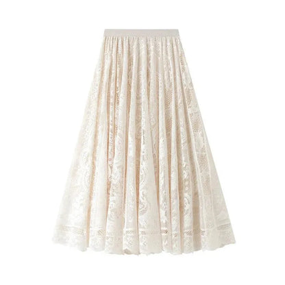 Lace Skirt Solid Color A-Line Women’s Casual Skirt - A-Line Skirt - Guocali