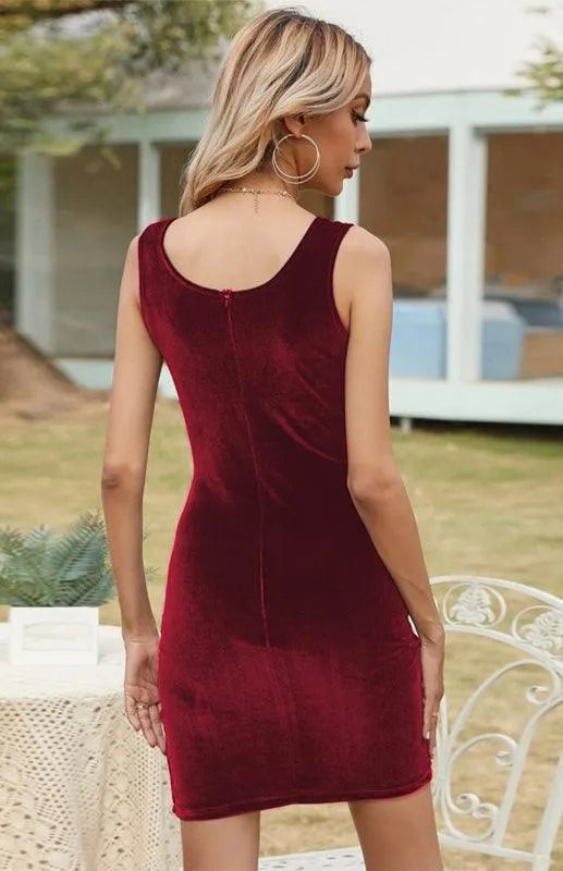 Ladies Square Neck Hip Dress -Guocali