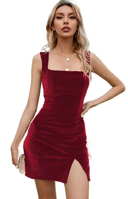 Ladies Square Neck Hip Dress - Dresses - Guocali