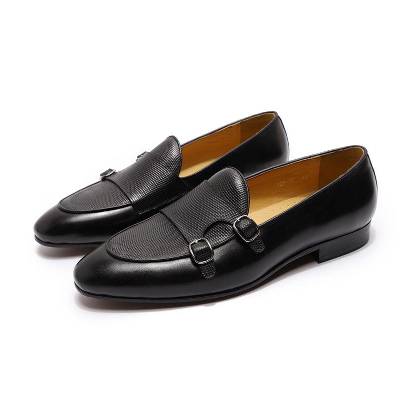 Leather Monk Strap Slip-On Loafers - Men Shoes - Loafer Shoes - Guocali