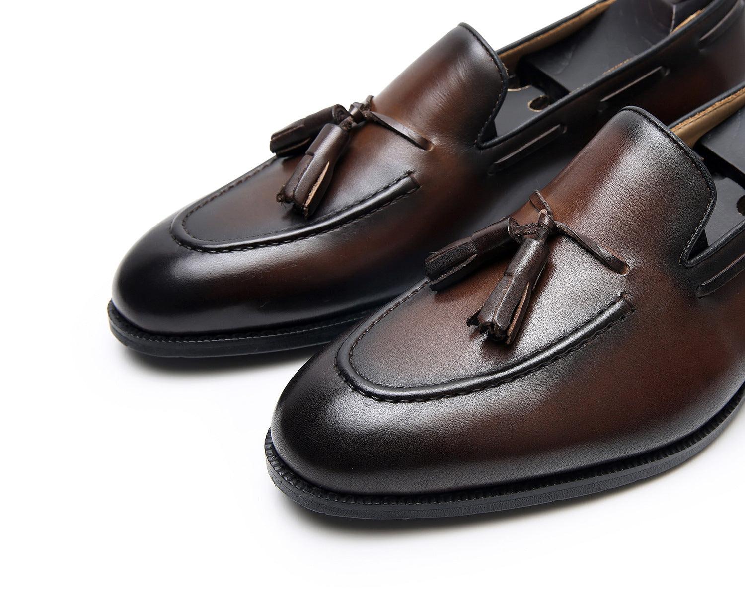 Leather Round Toe Slip-On Business Loafers - Men Shoes - Loafer Shoes - Guocali