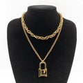 Lock Pendant Necklace - Multi-Layered Women Jewelry -Guocali