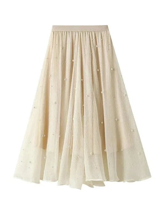 Long Skirt with Ruffle Edge - Patchwork Skirt - Guocali