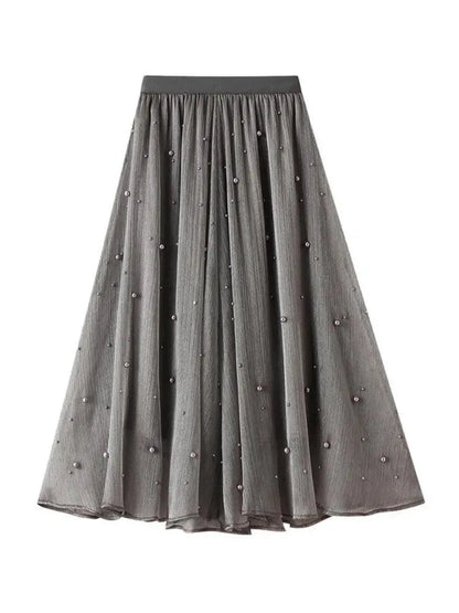 Long Skirt with Ruffle Edge - Patchwork Skirt - Guocali