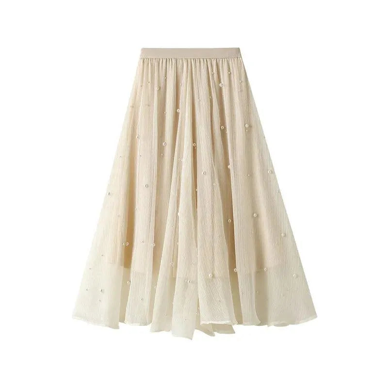 Long Skirt with Ruffle Edge - Patchwork Skirt - Guocali