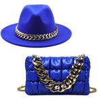 Luxury Fedora Hat And Oversized Chain Handbag -Guocali