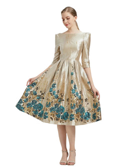 Luxury Floral Jacquard Evening Dress - Guocali