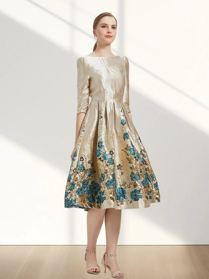 Luxury Floral Jacquard Evening Dress - Evening Dress - Guocali