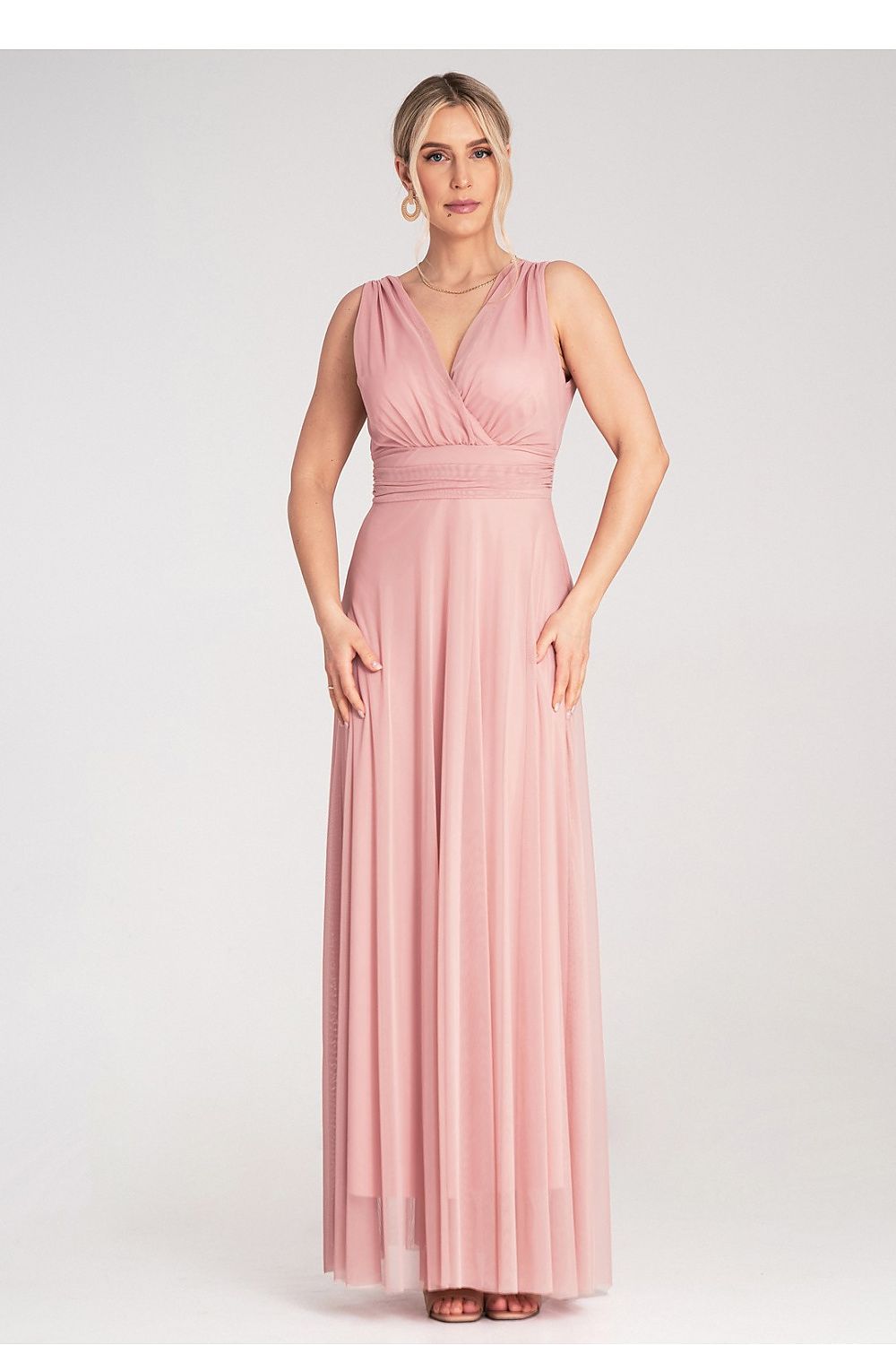 Maxi Dress – Wrap Neck, Wrap, Ruching – Daydress | GUOCALI – view 13