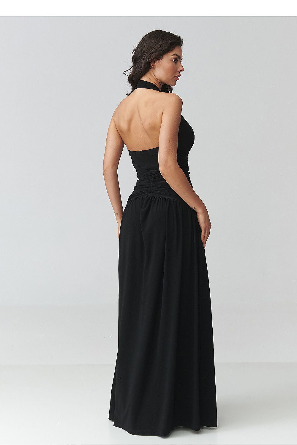Maxi Wedding Guest Dress – V-Neck, Fitted Cut, Ruching – Daydress | GUOCALI – view 9
