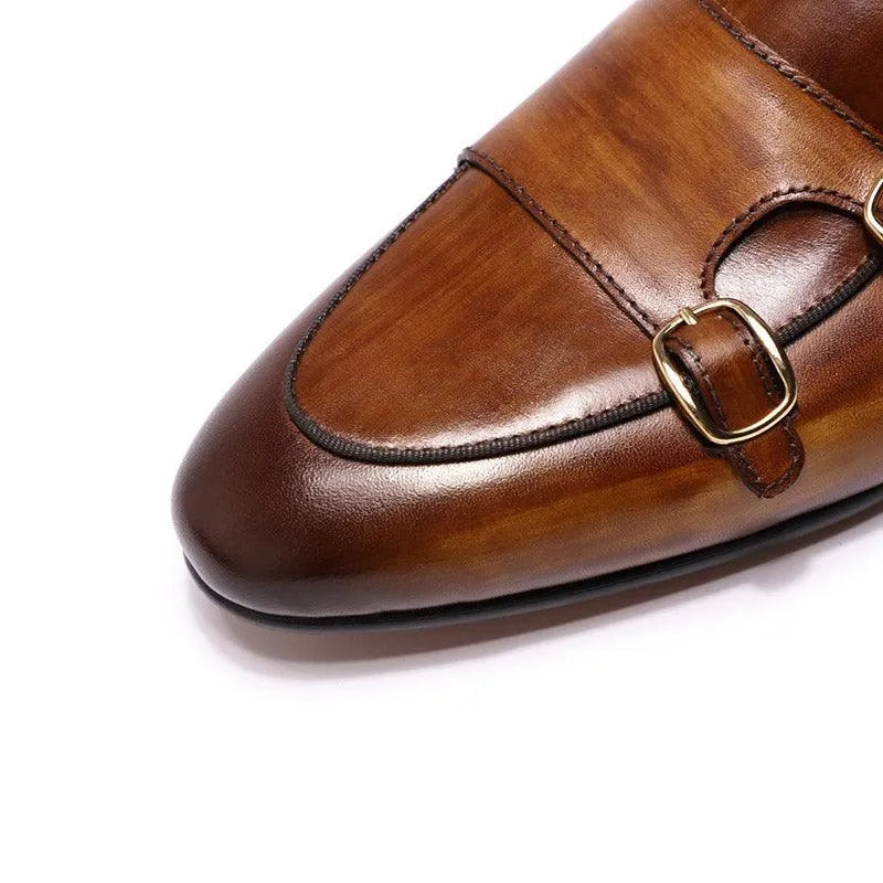 Men Apron Toe Dress Loafers - Buckles, Straps Monk Strap Formal Dress Shoes