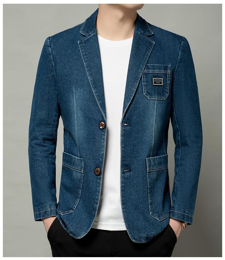 Men Blazer - Casual Denim Blazer - Men Blazer - Guocali