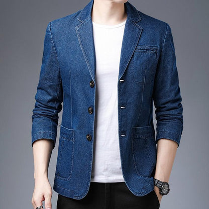 Men Blazer - Casual Denim Blazer - Men Blazer - Guocali