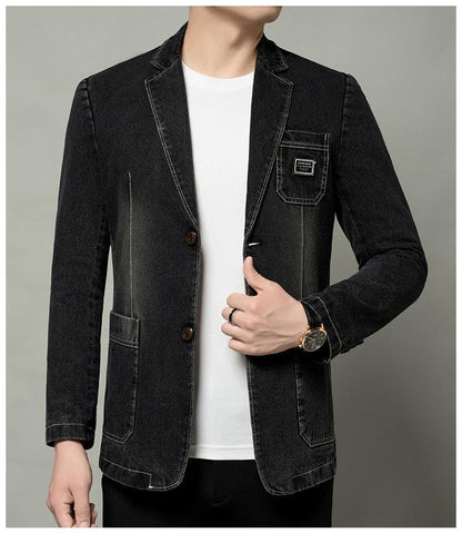 Men Blazer - Casual Denim Blazer - Men Blazer - Guocali