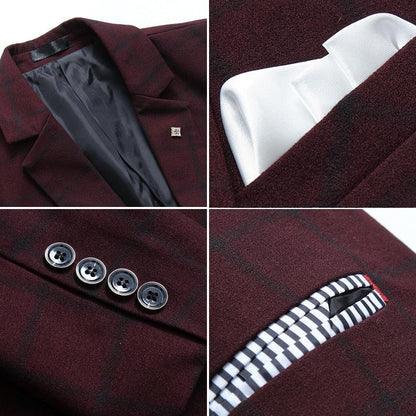 Men Blazer - Checked Formal Blazer - Men Blazer - Guocali