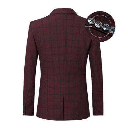 Men Blazer - Checked Formal Blazer - Men Blazer - Guocali