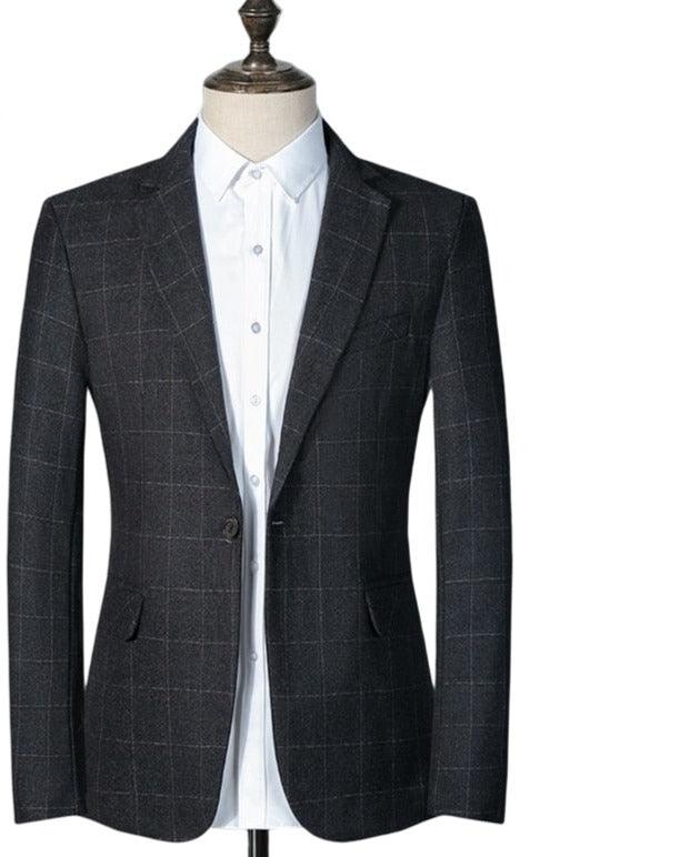 Men Blazer - Plaid Business Casual Blazer - Men Blazer - Guocali