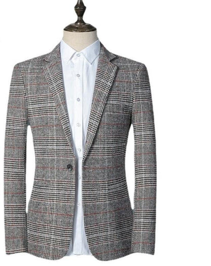 Men Blazer - Plaid Formal Blazer - Men Blazer - Guocali