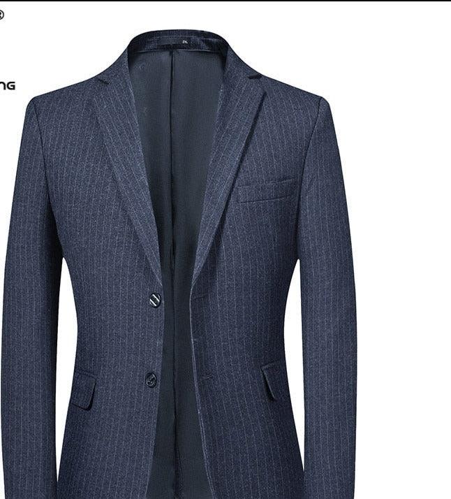 Men Blazer - Striped Formal Blazer - Men Blazer - Guocali