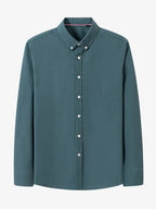 Men Button-Down Cotton Long Sleeves Casual Oxford Shirt – Breathable - White -Guocali