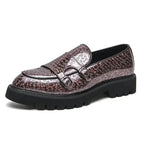 Men Casual Chunky Dress Loafers - Buckles Straps Monk Strap Formal Dress Shoes