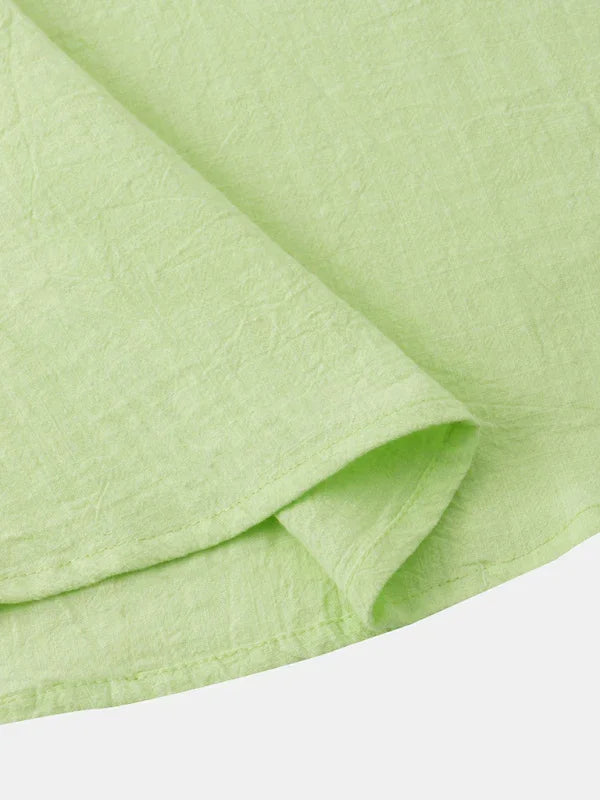 Men Casual Cotton Mandarin Collar Shirt – Breathable - Blue -Guocali