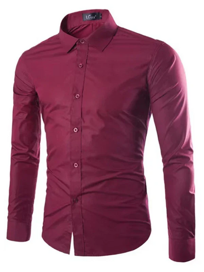 Men Casual Long Sleeves Button-Down Shirt – Wrinkle-Resistant - Green, Black -Guocali