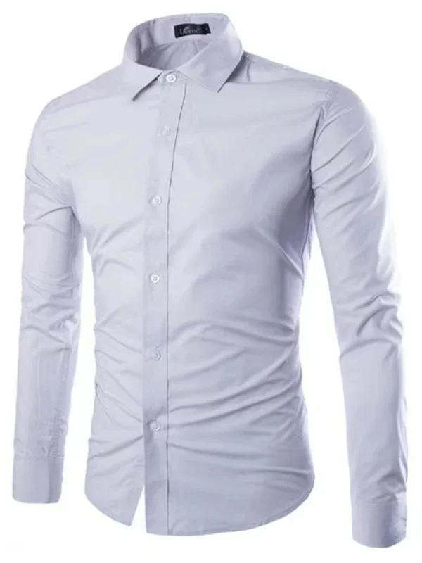 Men Casual Long Sleeves Button-Down Shirt – Wrinkle-Resistant - Green, Black -Guocali