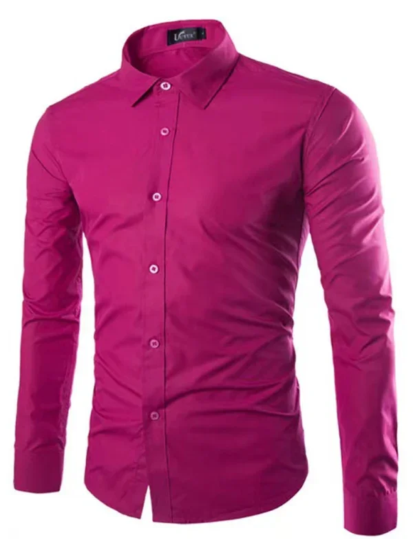 Men Casual Long Sleeves Button-Down Shirt – Wrinkle-Resistant - Green, Black -Guocali