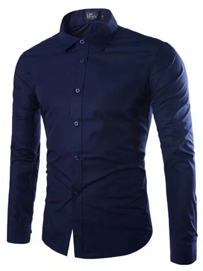 Men Casual Long Sleeves Button-Down Shirt – Wrinkle-Resistant - Green, Black -Guocali