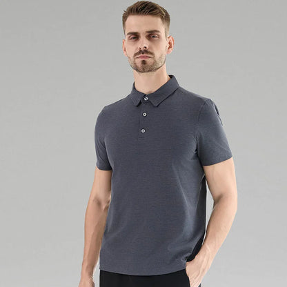 Men Casual Short Sleeves Polo Shirt – Breathable - Black -Guocali