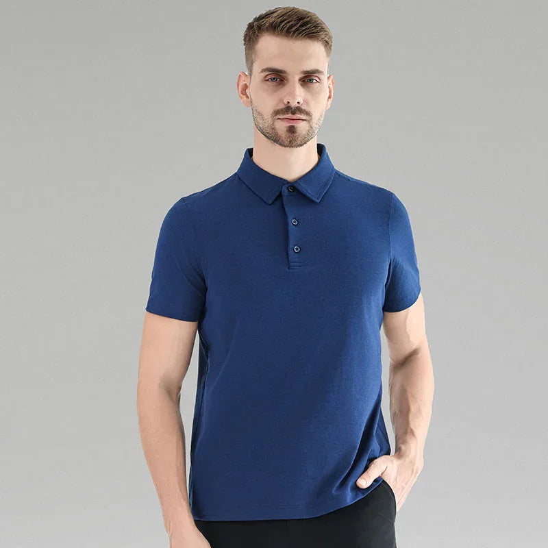 Men Casual Short Sleeves Polo Shirt – Breathable - Black -Guocali