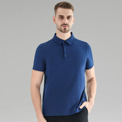 Men Casual Short Sleeves Polo Shirt – Breathable - Black -Guocali