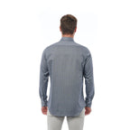 Men Cotton Long Sleeves Regular Fit Dress Shirt – Breathable - Blue -Guocali