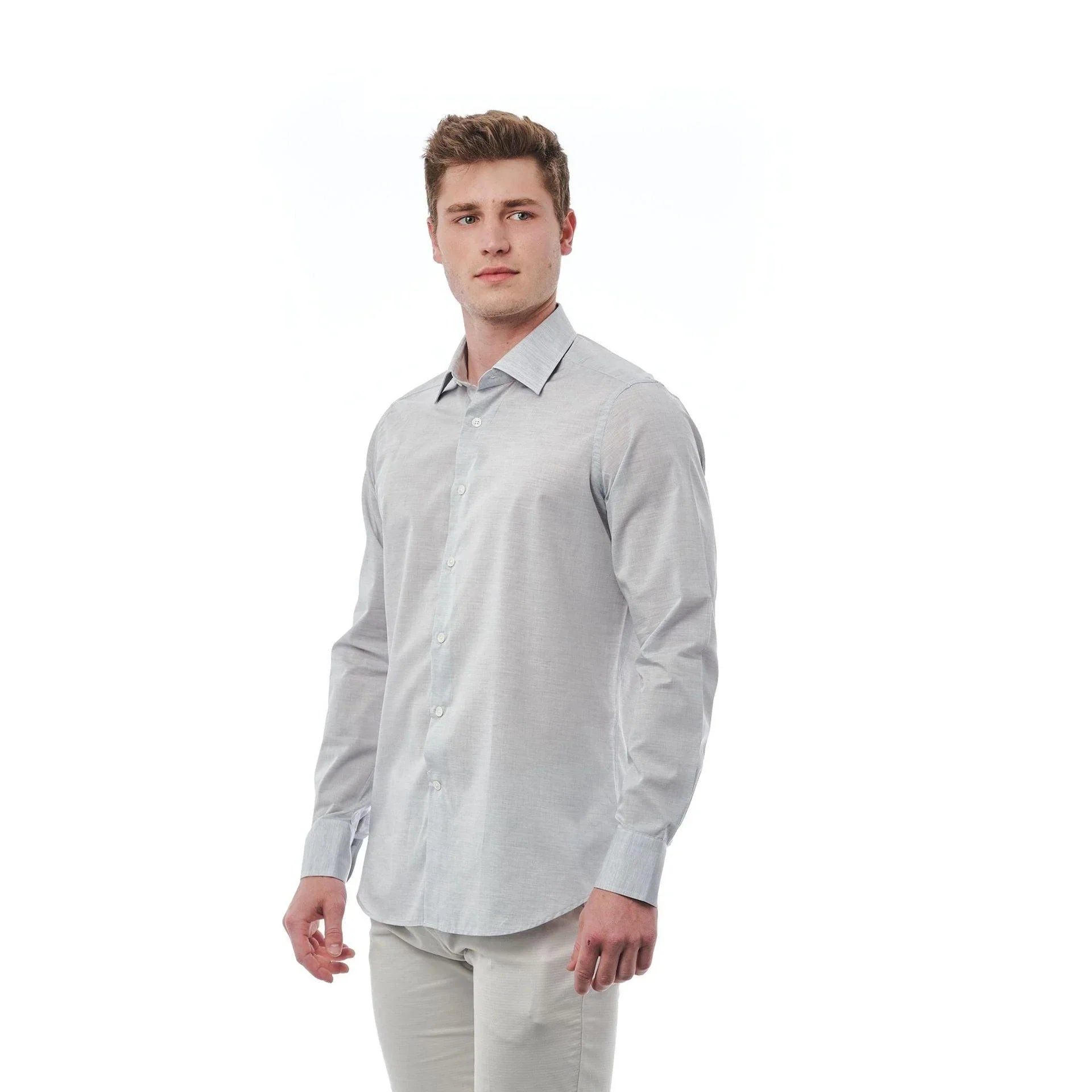Men Cotton Long Sleeves Regular Fit Dress Shirt – Breathable, White