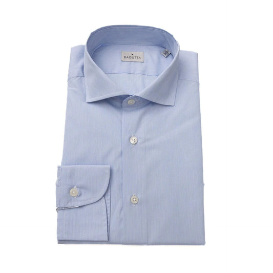 Men Cotton Long Sleeves Tailored Fit Dress Shirt – Breathable - Blue, White -Guocali