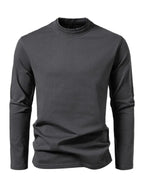 Men Crew-Neck Long-Sleeves T-Shirt – Stretchable - White -Guocali