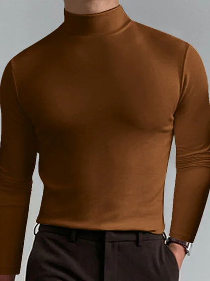 Men Crew-Neck Long-Sleeves T-Shirt – Stretchable - Green -Guocali