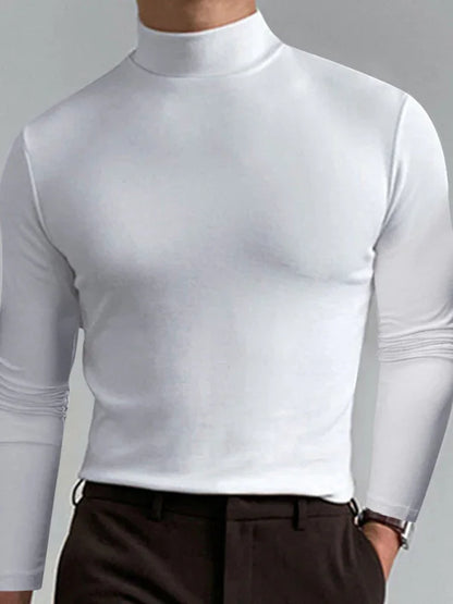 Men Crew-Neck Long-Sleeves T-Shirt – Stretchable - Green -Guocali