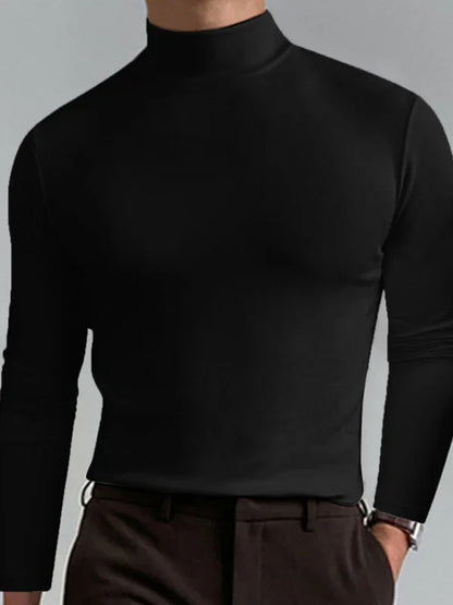 Men Crew-Neck Long-Sleeves T-Shirt – Stretchable - Green -Guocali