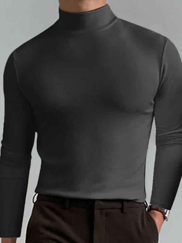 Men Crew-Neck Long-Sleeves T-Shirt – Stretchable - Green -Guocali