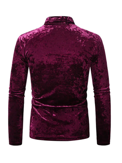 Men Crew-Neck Long-Sleeves T-Shirt – Stretchable - Red -Guocali