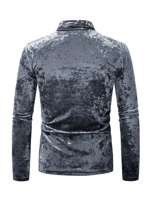 Men Crew-Neck Long-Sleeves T-Shirt – Stretchable - Red -Guocali